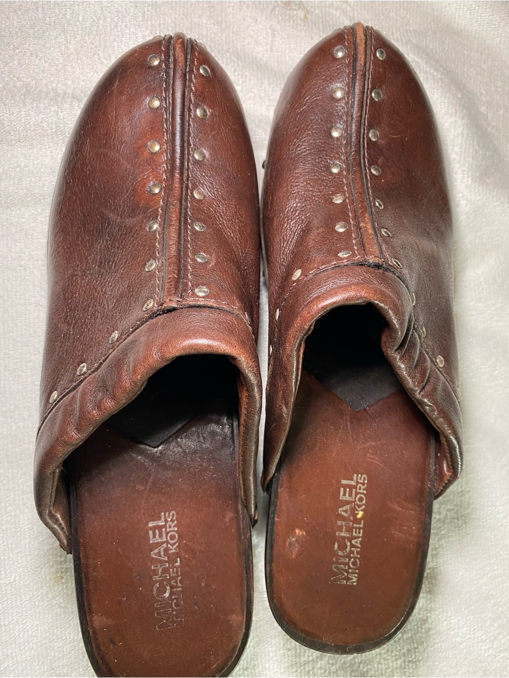 Michael Kors women’s Brown Leather Slip-On Clogs